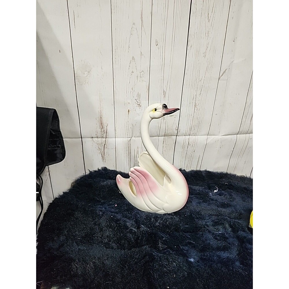 Graceful Swan Sculpture - White and Pink